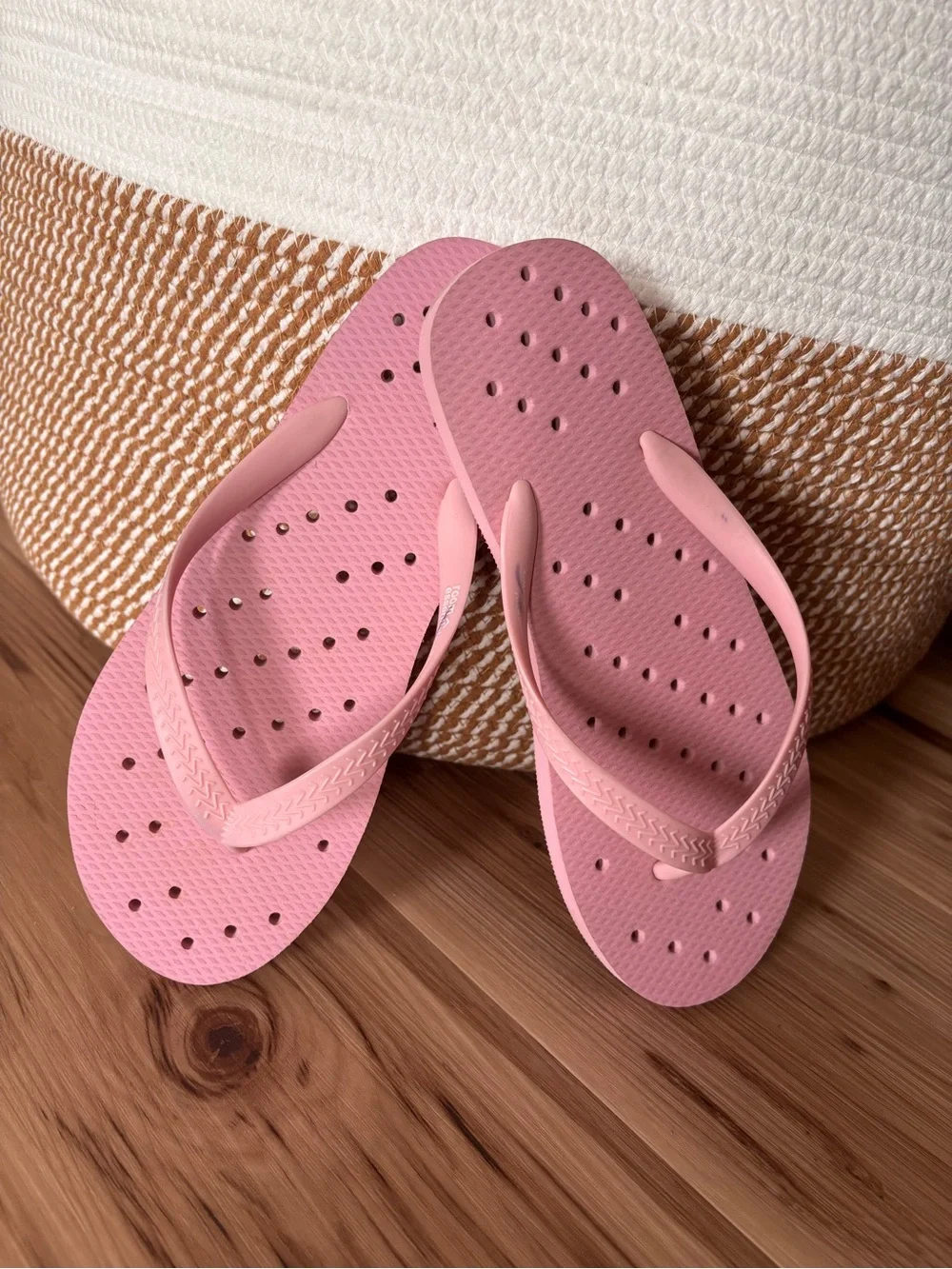 Pink Women's Perforated Flip Flop Sandals
